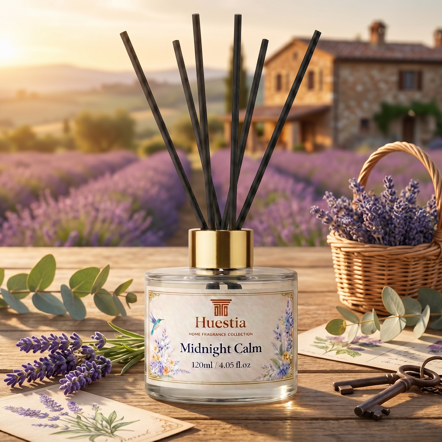 Huestia Midnight Calm Home Perfume | Reed Diffuser Set, 120 ml