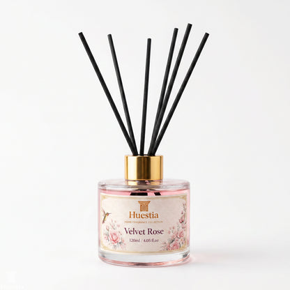 Huestia Velvet Rose Home Perfume | Reed Diffuser Set, 120 ml