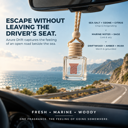 Azure Drift Fine Fragrance for Car | Fresh Marine, Sea Salt & Driftwood Scent