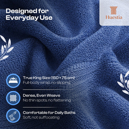 Huestia Bath Towel – 100% Cotton,(150 × 75 cm) - 550 GSM