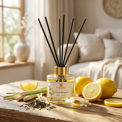 Huestia Citrus Reserve Home Perfume | Reed Diffuser Set, 120 ml