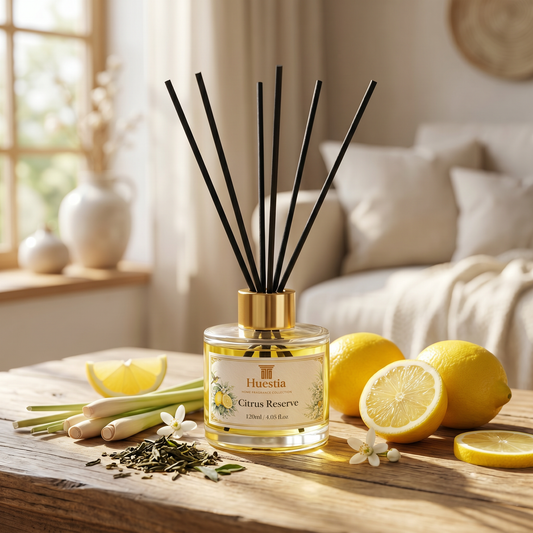 Huestia Citrus Reserve Home Perfume | Reed Diffuser Set, 120 ml