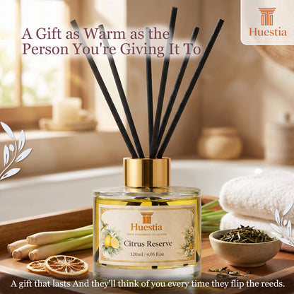 Huestia Citrus Reserve Home Perfume | Reed Diffuser Set, 120 ml