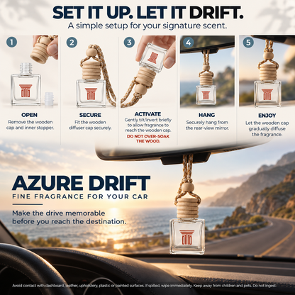Azure Drift Fine Fragrance for Car | Fresh Marine, Sea Salt & Driftwood Scent